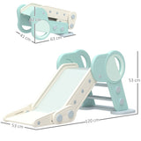 AIYAPLAY Foldable Kids Slide, Freestanding Baby Slide, for Ages 1.5-3 Years, Grey & Green