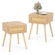 Set of 2 Rattan Bedside Tables with Drawers Side Table Nightstand Night Console Sofa Table