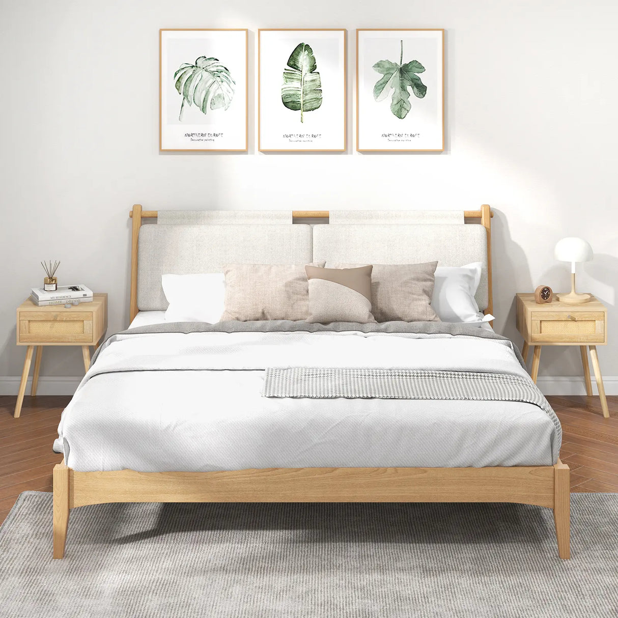 Set of 2 Rattan Bedside Tables with Drawers Side Table Nightstand Night Console Sofa Table