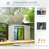 Outsunny 5ft x 3ft Garden 2-Bin Steel Storage Shed, Double Rubbish Storage Shed, Hide Dustbin w/ Locking Doors and Openable Lid