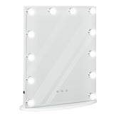 HOMCOM Hollywood Mirror with Lights for Makeup Dressing Table, Lighted Vanity Mirror with 12 Dimmable LED Bulbs and USB Plug in Power Supply, White