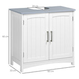 kleankin Pedestal Under Sink Cabinet with Double Doors, Modern Bathroom Vanity Unit, Storage Cupboard with Adjustable Shelves, White