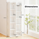 12-Tier Bookcase with Anti-Tipping Kits and Wood Display Shelf-White