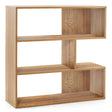 3-tier Bookshelf Irregular Open Back Bookcase with 3 Cubes-Natural