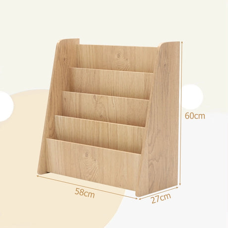 4-Tier Kids Wooden Bookshelf with Deep Compartments-Natural