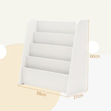 4-Tier Kids Wooden Bookshelf with Deep Compartments-White