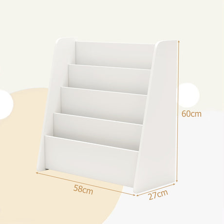 4-Tier Kids Wooden Bookshelf with Deep Compartments-White