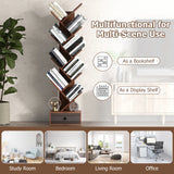 10-Tier Tree Bookshelf with Drawer and Anti-Tipping Kit-Brown