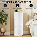 HOMCOM Slim Bedside Table, Narrow Bedside Cabinet with Open Shelf and 2 Drawers for Bedroom, Living Room, White