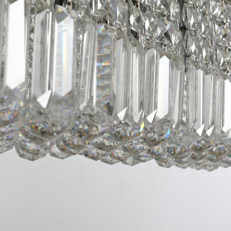 HOMCOM Modern Crystal Ceiling Light Square Crystal Chandelier for Living Room, Dining Room, Hall, E14 Base, Silver, 80 x 25 x 23cm