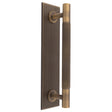 KNURLED PULL HANDLE ON BACKPLATE (128MM C/C) - ANTIQUE BRASS - SET