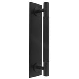 KNURLED PULL HANDLE ON BACKPLATE (128MM C/C) - MATT BLACK - SET