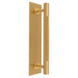 KNURLED PULL HANDLE ON BACKPLATE (128MM C/C) - SATIN BRASS - SET