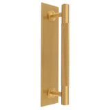 KNURLED PULL HANDLE ON BACKPLATE (128MM C/C) - SATIN BRASS - SET