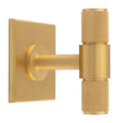 KNURLED T-BAR KNOB ON SQUARE BACKPLATE - SATIN BRASS - SET