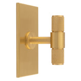 KNURLED T-BAR KNOB ON RECTANGULAR BACKPLATE - SATIN BRASS - SET