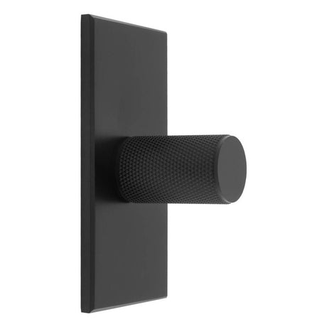 KNURLED KNOB ON RECTANGULAR BACKPLATE - MATT BLACK - SET