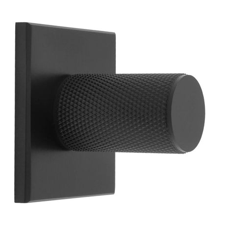 KNURLED KNOB ON SQUARE BACKPLATE - MATT BLACK - SET