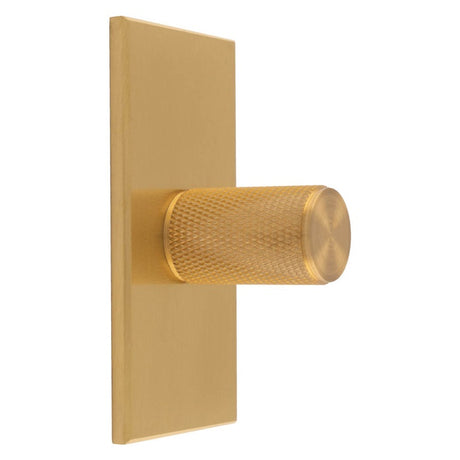 KNURLED KNOB ON RECTANGULAR BACKPLATE - SATIN BRASS - SET