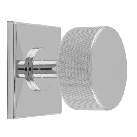 KNURLED RADIO KNOB ON SQUARE BACKPLATE - POLISHED CHROME - SET