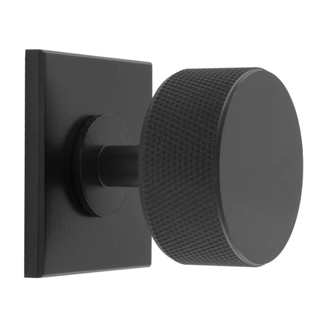 KNURLED RADIO KNOB ON SQUARE BACKPLATE - MATT BLACK - SET