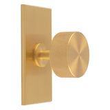 KNURLED RADIO KNOB ON RECTANGULAR BACKPLATE - SATIN BRASS - SET