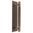 LINES PULL HANDLE ON BACKPLATE (128MM C/C) - ANTIQUE BRASS - SET