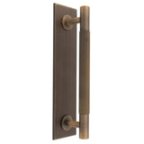 LINES PULL HANDLE ON BACKPLATE (160MM C/C) - ANTIQUE BRASS - SET