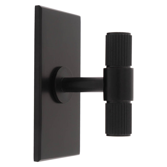 LINES T-BAR KNOB ON RECTANGULAR BACKPLATE - MATT BLACK - SET