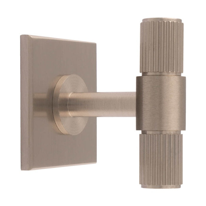 LINES T-BAR KNOB ON SQUARE BACKPLATE - SATIN NICKEL - SET