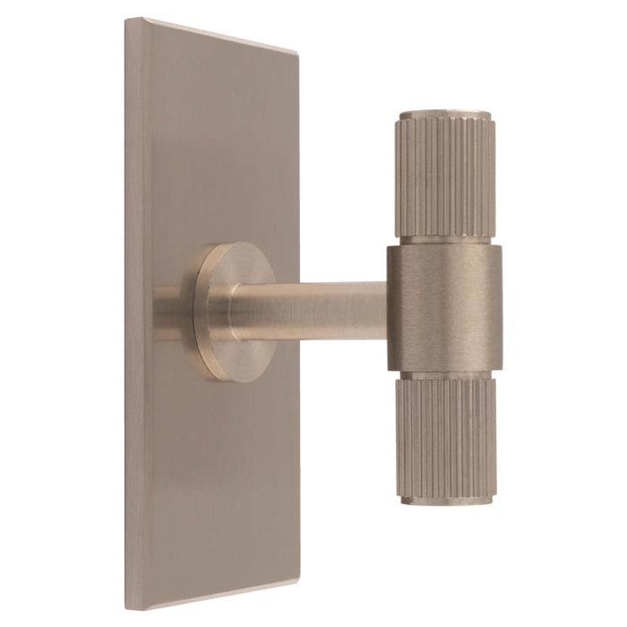 LINES T-BAR KNOB ON RECTANGULAR BACKPLATE - SATIN NICKEL - SET