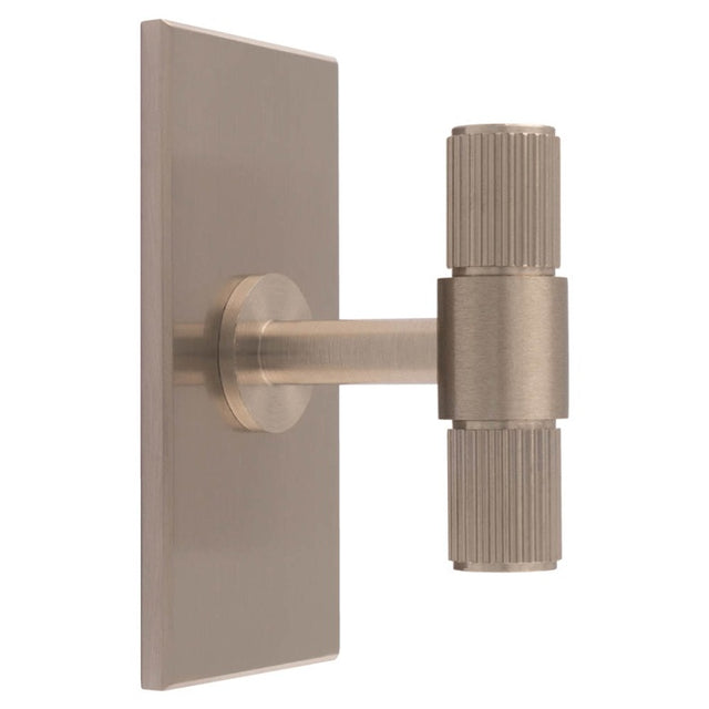 LINES T-BAR KNOB ON RECTANGULAR BACKPLATE - SATIN NICKEL - SET