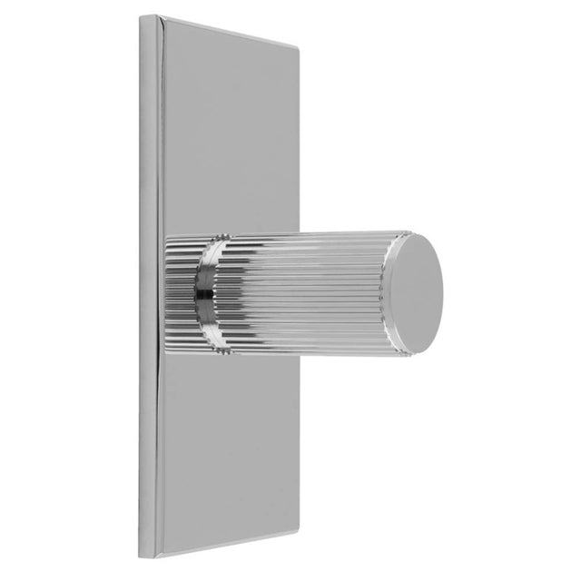 LINES KNOB ON RECTANGULAR BACKPLATE - POLISHED CHROME - SET