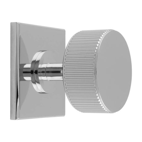 LINES RADIO KNOB ON SQUARE BACKPLATE - POLISHED CHROME - SET