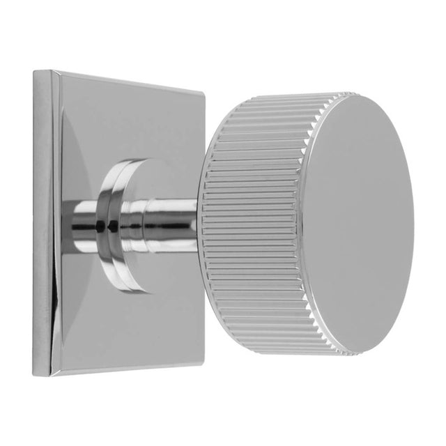 LINES RADIO KNOB ON SQUARE BACKPLATE - POLISHED CHROME - SET