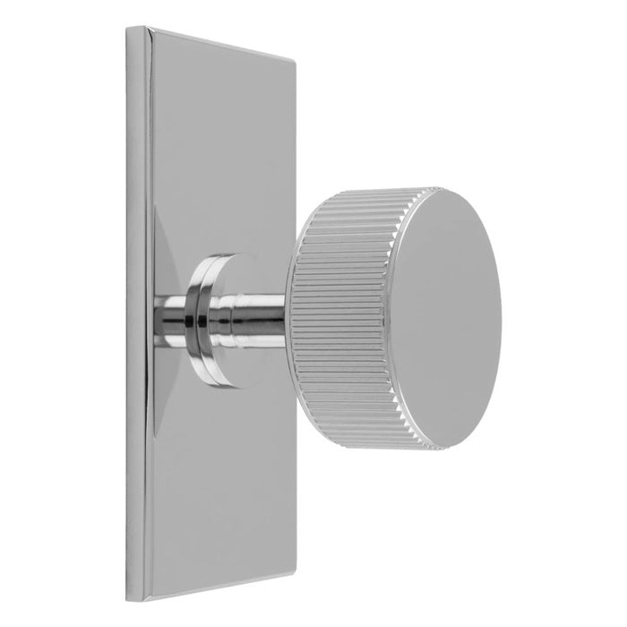 LINES RADIO KNOB ON RECTANGULAR BACKPLATE - POLISHED CHROME - SET