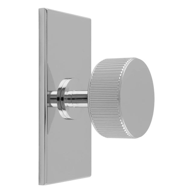 LINES RADIO KNOB ON RECTANGULAR BACKPLATE - POLISHED CHROME - SET