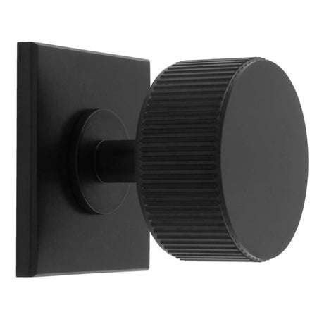 LINES RADIO KNOB ON SQUARE BACKPLATE - MATT BLACK - SET