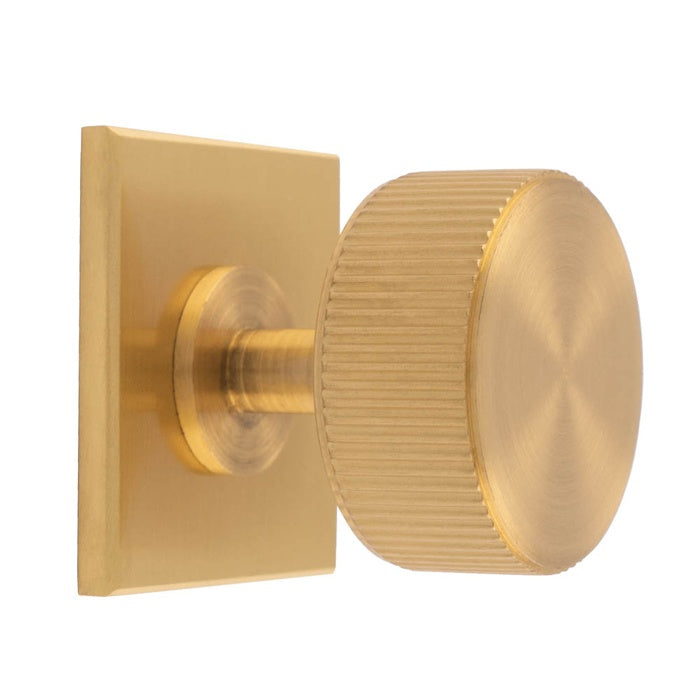 LINES RADIO KNOB ON SQUARE BACKPLATE - SATIN BRASS - SET