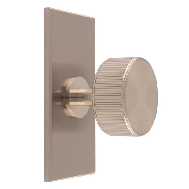 LINES RADIO KNOB ON RECTANGULAR BACKPLATE - SATIN NICKEL - SET