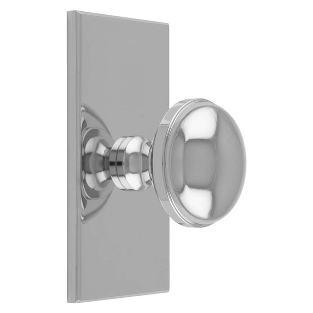 WARWICK KNOB ON RECTANGULAR BACKPLATE - POLISHED CHROME - SET