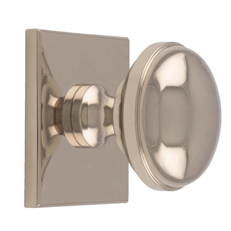 WARWICK KNOB ON SQUARE BACKPLATE - POLISHED NICKEL - SET