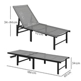 Outsunny Set of Two Reclining Sun Loungers - Grey