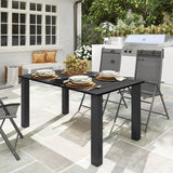 Outsunny Garden Dining Table for 6 with Parasol Hole, Rectangle Outdoor Garden Table with Slatted Metal Top, Steel Frame, Black