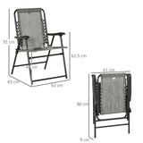 Outsunny 2 Pieces Foldable Chair Set, Outdoor Portable Loungers for Camping Pool Beach Deck, Lawn Chairs with Armrest Steel Frame, Grey