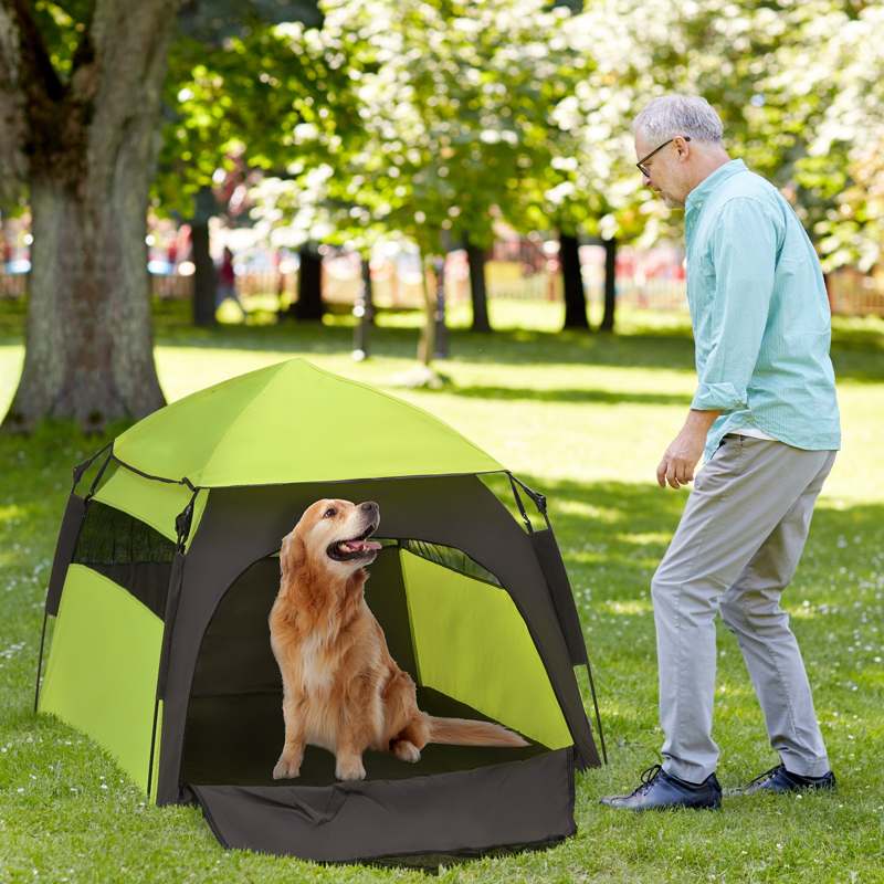 PawHut Foldable Dog Cat Tent with Waterproof Oxford, Carry Bag for Extra Large Dog, Green