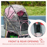 PawHut Detachable Pet Stroller with Rain Cover, 3 In 1 Cat Dog Pushchair, Foldable Carrying Bag w/ Universal Wheels, Brake, Canopy, Basket, Storage Bag for Small and Tiny Dogs - Pink