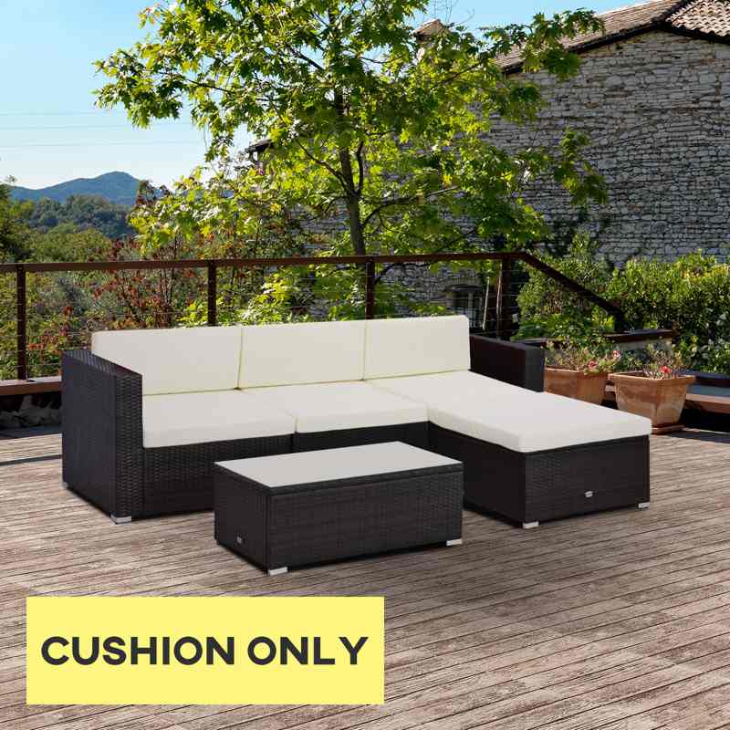 Outsunny Outdoor Cushion Pad Set for Rattan Furniture, 7 Piece Garden Furniture Cushions, Patio Conversation Set Cushions, Lightweight and Durable, Cream