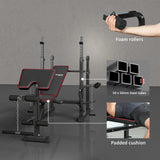 SPORTNOW Weight Bench with Two Barbell Racks, Leg Curl Machine, Preacher Curl Bench, Black