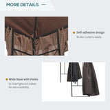 Outsunny 3 x 3 m Garden Gazebo Double Roof Marquee Patio Wedding Party Tent Canopy Shelter with Sidewalls (Brown)